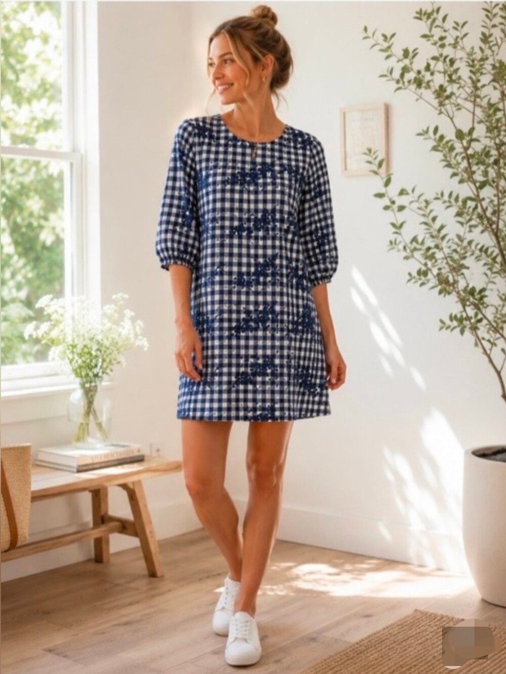 OLIVACEOUS gingham Flower Dress